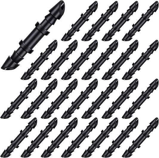 Mudder 300 Pieces Drip Irrigation Fittings 1/4 Inch Single Barbed Coupling Connectors Barbed Drip Tubing Irrigation Coupler for Sprinkler System Garden Lawn Greenhouse Patio Farm