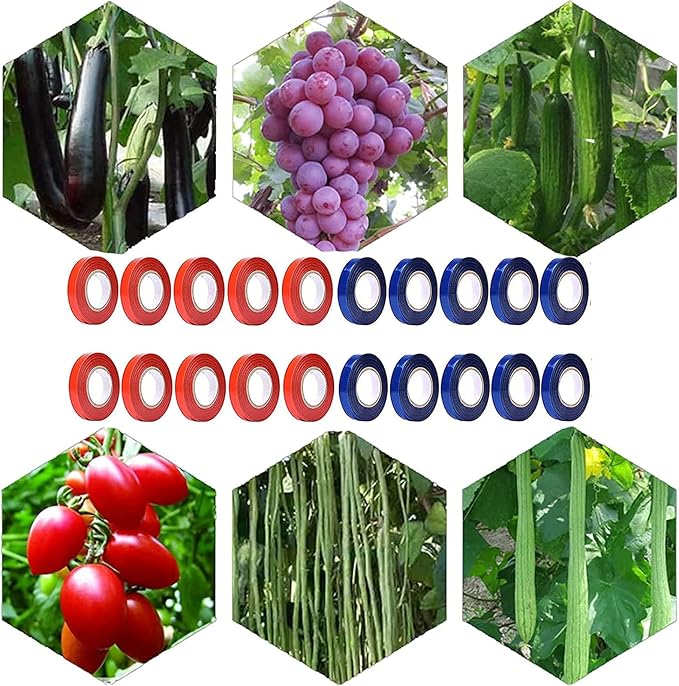20 Pcs Plant Tying Machine Tape, 100 Feet Long x 1/2 Inch Wide, with One Box Staples, for Vegetables Tying Tool,Garden Tape for Plants