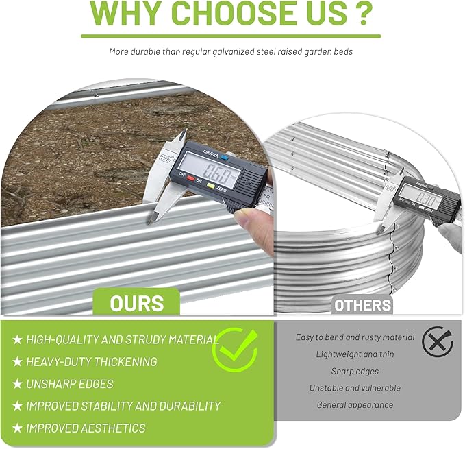 2PCS 8x4x1ft Raised Garden Bed-Outdoor Galvanized Planter Box for Vegetables, Fruits,Herbs, Flowers, Metal Raised Garden Bed kit-Sliver