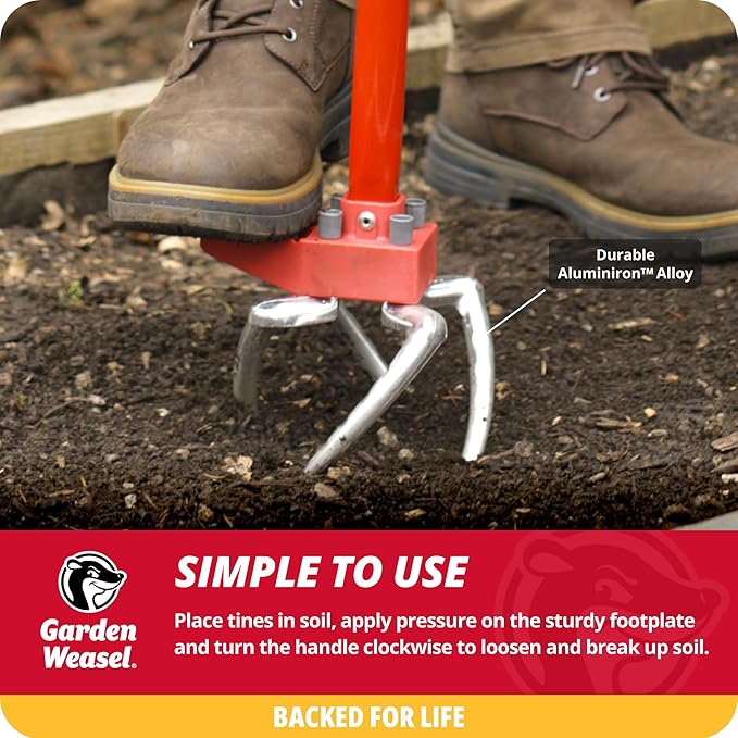 Garden Weasel Claw Pro - 3-in-1 | Cultivate, Loosen, Aerate, Weed | Gardening Hand Tiller, Twist Weeding Tool, Digging Fork, Cultivator, Soil Loosener | 91334