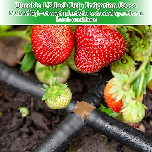 12 Pieces Drip Irrigation Barbed Cross Fittings： 1/2 Inch Drip Line 4 Way Connectors for 1/2" Drip Irrigation Tubing Irrigation System Replacement Parts for Sprinkler Systems