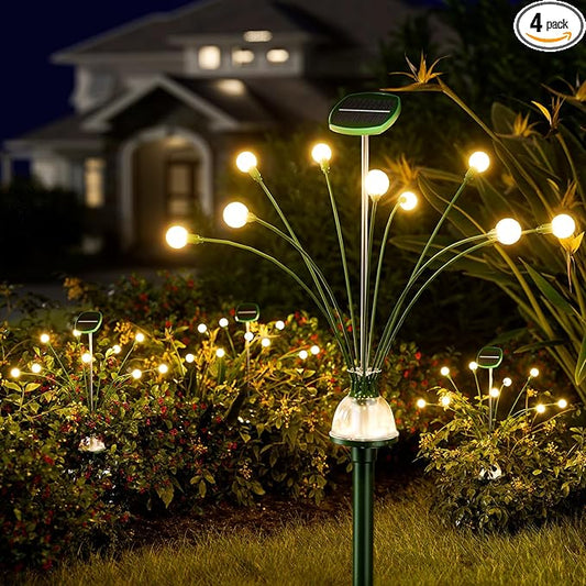 AOSEA Solar Lights Outdoor, Waterproof Fairy Lights Sway by Wind, Firefly Lights for Patio Pathway Outdoor Garden Decor, 4 Pack, Warm White, AOYHG-004