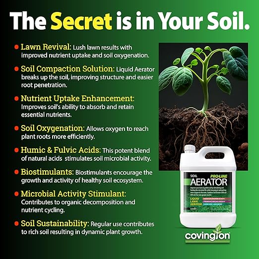 Covington Liquid Lawn Aerator PRO-LINE Liquid Aeration for Lawn Gallon, Soil Conditioner and Loosener for Compact Clay Soils, The Ultimate Aerating Humic Acid Lawn Revival & Soil Compaction Solution
