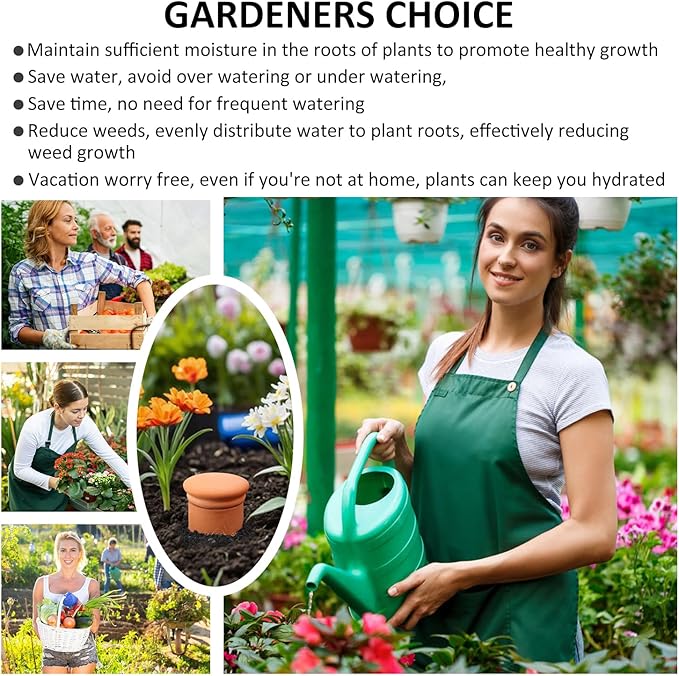 Large 10×6×6inch Terra Cotta Watering Pots 110oz Terra Cotta Watering Terracotta Watering Spikes Self Watering Planter Watering Pot with Lid for Outdoor & Indoor Plants