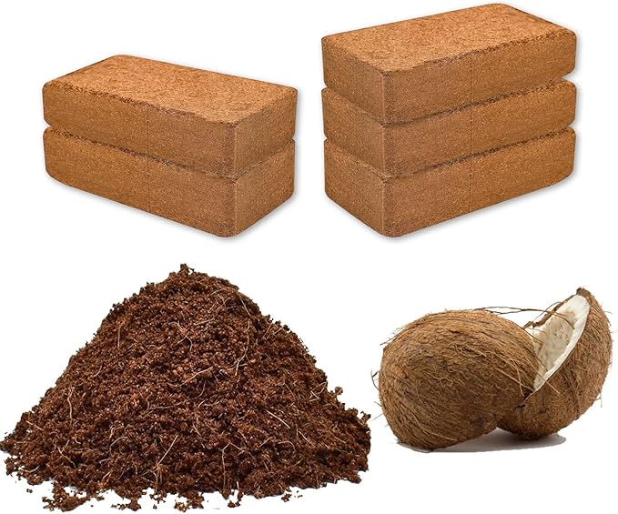 Coco Coir Brick for Plants-2 Pack Premium 100% Organic Peat Moss Mix with Low EC & pH Balance Plant Soil Enhance Root