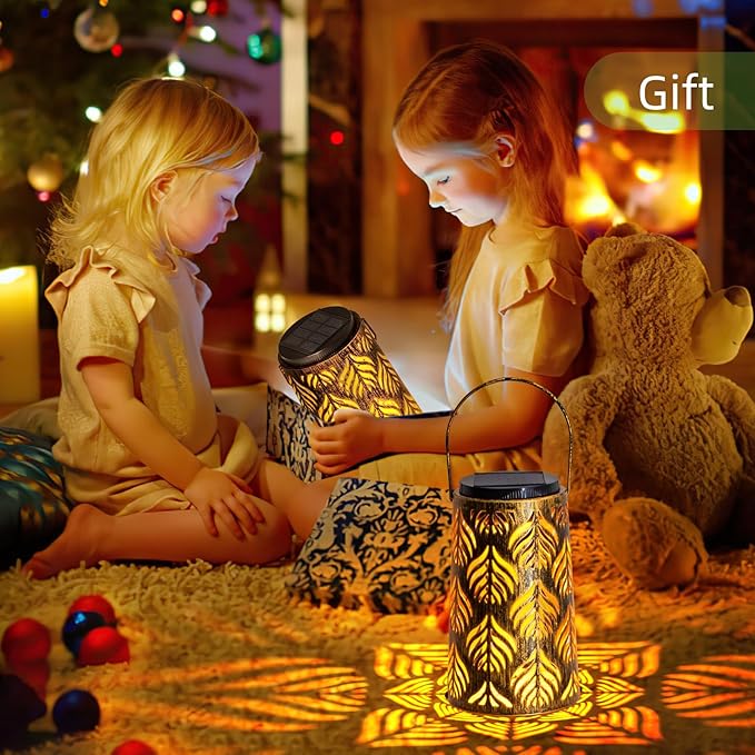 JSOT Outdoor Solar Lantern - 2 Pack Solar Outdoor Lights Hanging Lantern Patio Lanterns Decorative for Garden Yard Backyard Front Porch Halloween Christmas Day