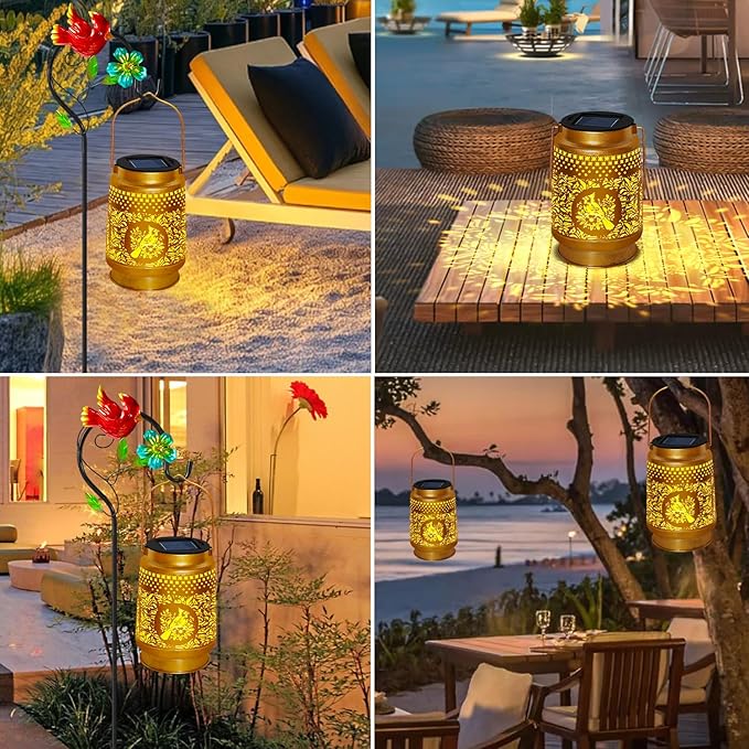 TEDOF Solar Lanterns Outdoor Waterproof,Cardinal Solar Lights Garden Decor Gifts for Mom Women Grandma Decoration Outside for Yard, Patio,Backyard,Porch