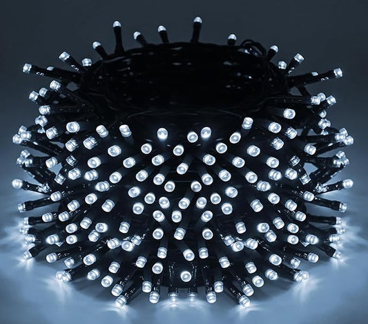 Outdoor String Lights, 600 LED 108Ft Christmas Light with Remote, 8 Lighting Modes, Powered Plug for Wedding Party Garden Tree Yard Indoor Decorations(216 Ft | White, 216 Ft)