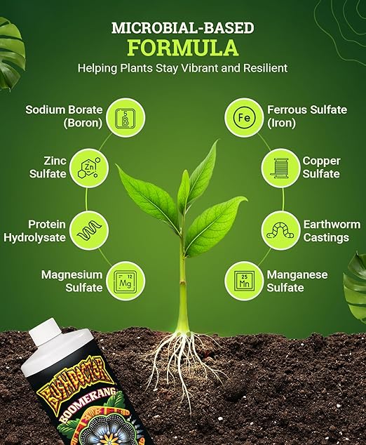Fox Farm Bushdoctor Boomerang Fertilizer - for Fast Recovery of Stressed Plants, Root Health, Solubilized Nutrition - Perfect for Hydroponic & Soil Application- NPK 2-0.2-0.3, (Quart)