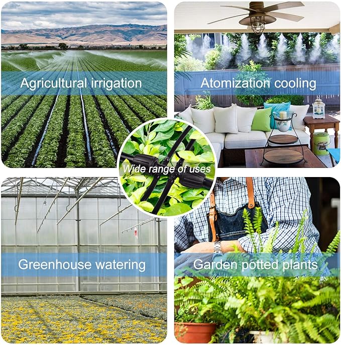 Kalolary Barbed Tee for 5/16” to 1/4” Irrigation Tube, 20PCS Anti-Drop Drip Irrigation Hose Fittings for 8/12mm 4/7mm PE Pipe Lock Female Connectors for Micro Spray Parts 6-Way Adapter Watering System