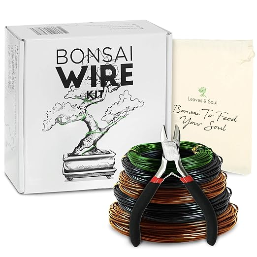 Leaves and Soul Tree Training Wire Kit - 5 Rolls (160ft) Aluminum Alloy Bonsai Plant Training Wire | Wire Cutter | Canvas Storage Bag - Bonsai Accessories for Beginners & Professionals