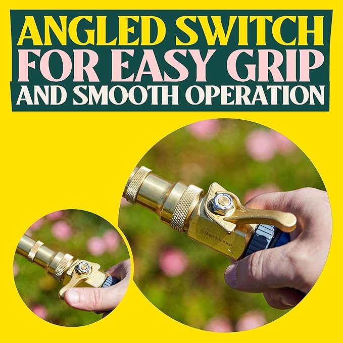 Haus & Garten Heavy-Duty 3/4" Brass Garden Hose Shut Off Valve - Garden Hose Connector, Water Shutoff, Gardening Hose Nozzle Valve, Outdoor 3/4 Inch GHT Brass Shut Off Valve Attachment (2-Pack)
