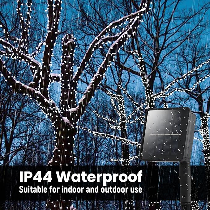 Solar String Lights Outdoor, 2 Pack 200 Led Solar Fairy Lights for Outside Waterproof 145ft Cool White Solar Lights 8 Lighting Mode Solar String Lights for Outside,Garden,Courtyards,Trees