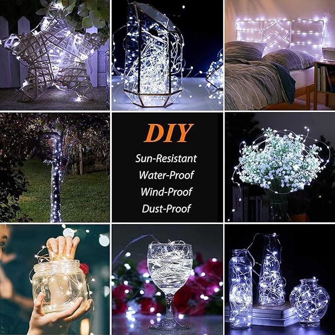 Solar String Lights Outdoor, 2-Pack Each 72FT 200 LED Solar Christmas Twinkle Lights Outside Waterproof Copper Wire with 8 Modes Solar Fairy Lights for Garden Tree Birthday Christmas Decor(Cool White)