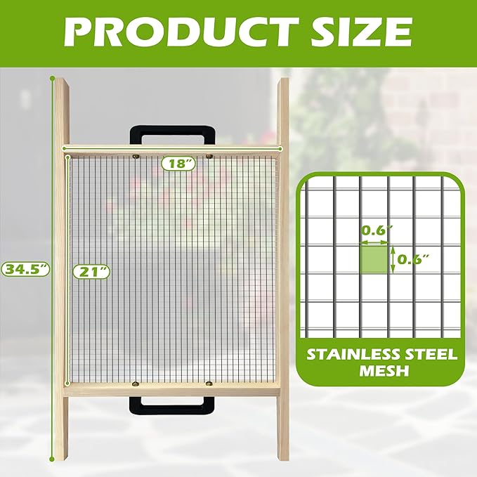 Montex Soil Sifter Large, Garden Rock Sifter, Garden Sifter for Sifting Soil, Worm, Leaves, Loam Soil, Sand and Gravel, Suitable for Wheelbarrow and Handheld.