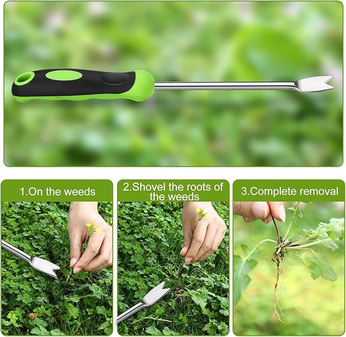 Hand Weeder Tool Garden Weeding Tool Gardening Weeder Tool with Ergonomic Handle, Stainless Steel Garden Lawn Farmland Transplant Gardening Plant Tool（2 Pronged Fork, 2 Pieces）