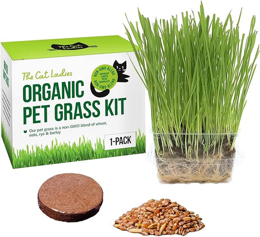 Cat Grass Growing Kit -Organic Seed, Soil and BPA Free containers (Non GMO). All of Our Seed is Locally sourced! (1 Pack)