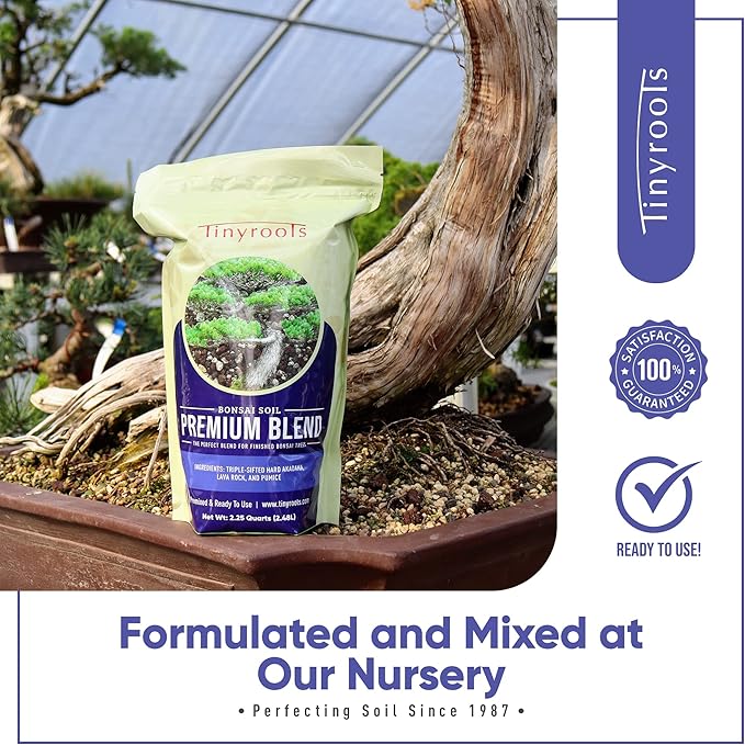 Bonsai Outlet Premium Bonsai Soil - Tinyroots Bonsai Soil Mix Ready to Use Blend, Ideal for Water Retention and Root Development, Made from Genuine Akadama, Red Lava Rock and Pumice, 4.5 Quarts