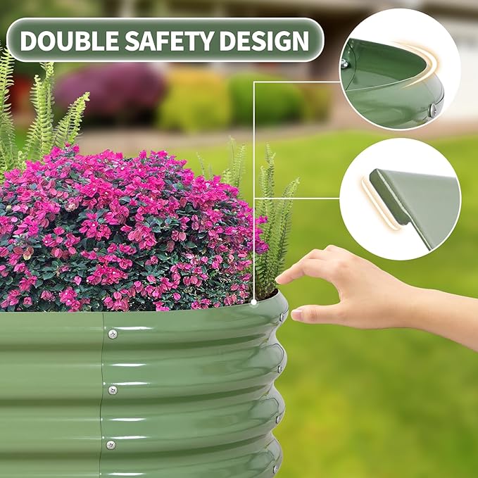 1MORE Galvanized Raised Garden Bed- Planter Garden Boxes Outdoor, Raised Beds for Gardening, 4x2x1ft Metal Garden Bed Kit for Vegetables Flower, Planter Raised Beds with Tools.Green-2pack