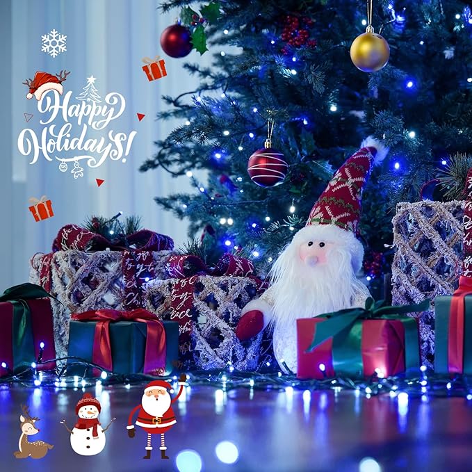JMEXSUSS 500 LED Blue and White String Lights Outdoor, 173ft 8 Modes LED Christmas Lights Indoor, Waterproof Christmas Twinkle Lights for Tree Holiday Decorations