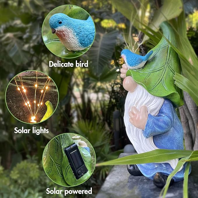 Garden Gnomes with Firework Solar Light Garden Decor for Outside, Outdoor Statues,Knomes Decor Outdoor for Yard Patio Lawn,Gnomes Gifts Decorations, Naughty Funny Gnomes (Firework Gnome)