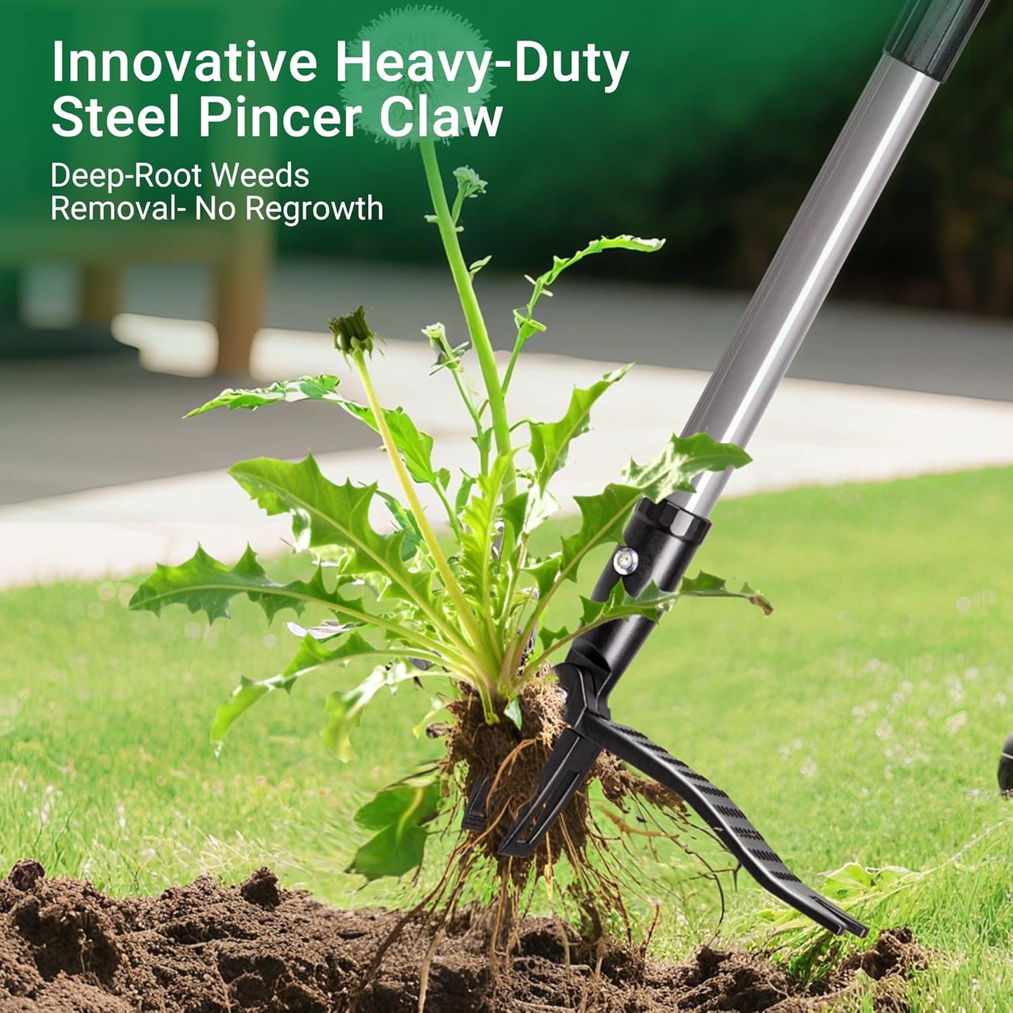 Suchtale Metal Weeder，Stand Up Weed Puller Tool with Long Handle – Heavy-Duty All-Metal Weeder with Upgraded Pincer Claw – Pull Weeds from The Root Without Bending, Pulling, or Kneeling