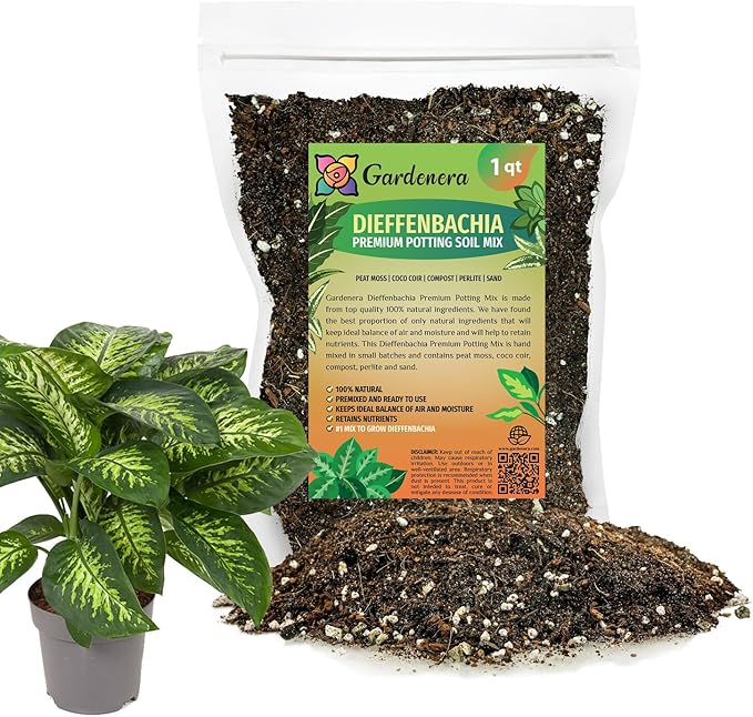 Premium Dumb Cane Potting Soil Mix - Ideal Blend for Growing Robust and Healthy Dumb Cane Plants - 1 Quart