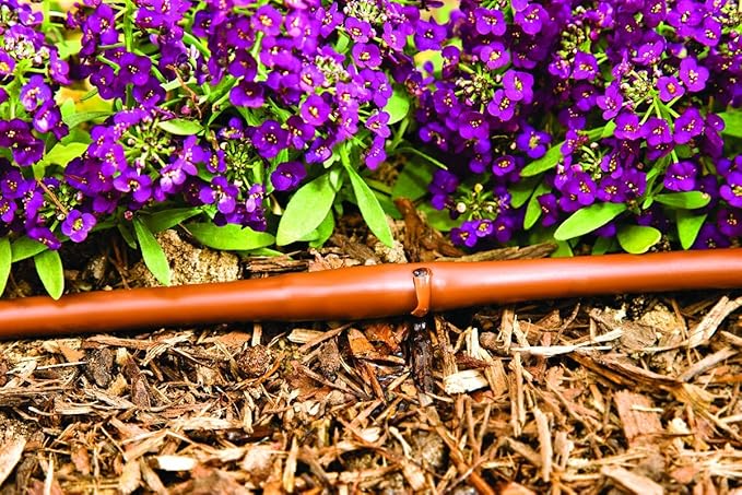 ML-506B ¼” 500’ MICROLINE™ Dripline, 6” Dual Outlet Emitter Spacing, UV-Resistant, Durable Poly Tubing for Garden Irrigation, Flexible, Water-Efficient, Easy Installation, Long-Term Use (Brown)