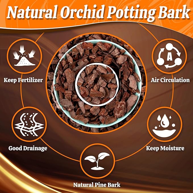 AVALUTION Orchid Potting Bark-29QT Organic Orchid Bark for Plants, All Natural Pine Bark Wood Chips for Houseplant Mulch, Orchid Plants Root Development, Mulch for Potted Plants