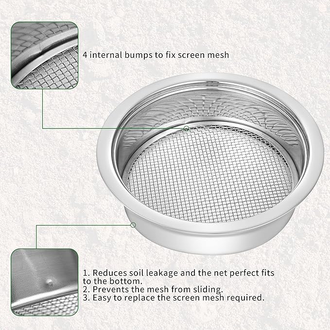 LABALPHA Soil Sifter Garden Sieve Set, Stainless Sifting Pan Soil Sand Sieve with 4pcs Garden Shovels, 9.4" Sifting Pan Contain 5 Sieve Mesh (0.039", 0.118", 0.236",0.354",0.472")