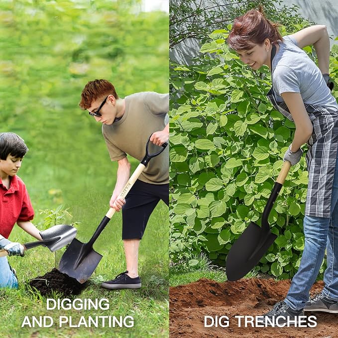 Shovel,Spade Shovels for Digging Gardening Planting Trenching,Metal Shovel with D Handel for Sand Beach Dirt,41inches Short Shovel