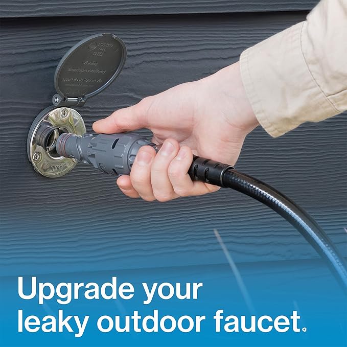 Aquor House Hydrant V1+ Frost Free Wall Hydrant Outdoor Faucet with Quick-Connect and Anti-Siphon, Freeze Proof Flush Hose Bib, 6 inch, Slate Gray