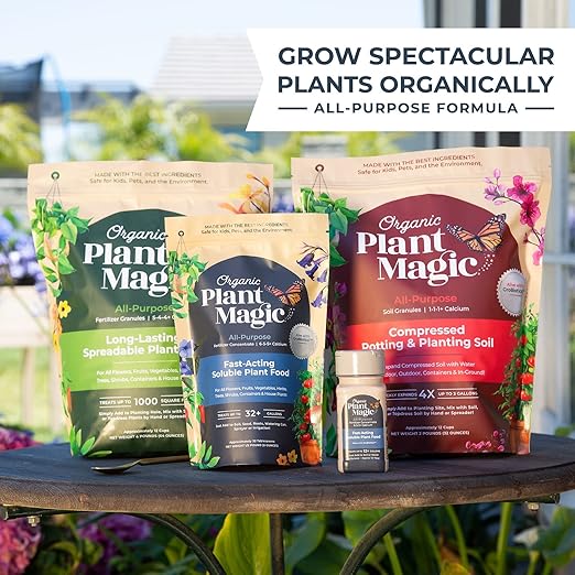 Organic Plant Magic - Truly Organic™ Easy to Use Soluble Plant Food Shaker: All-Purpose Fertilizer Concentrate for All Flower Vegetable Herb Fruit Tree Indoor Garden & House Plants [One 3 oz Shaker]