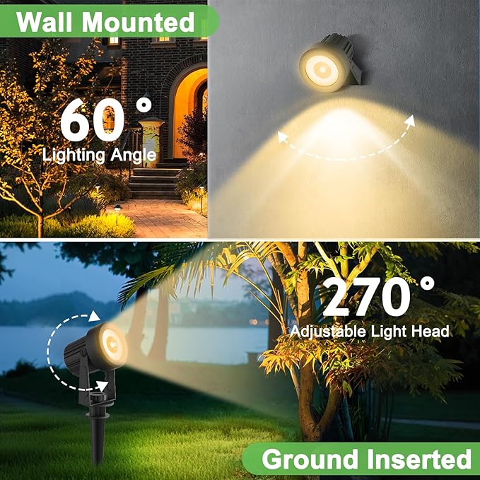 Solar Spotlights Outdoor 4Pack Warm White Landscape Lights IP65 Waterproof Solar Lights Plant Decorative Lighting for Garden Yard Path Lawn