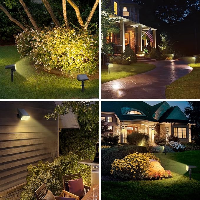 WELALO Solar Spot Lights Outdoor, [10 Pack/52 LED/3 Modes] 2-in-1 Solar Landscape Spotlights, Solar Powered Security Lights, Waterproof Wall Lights for Walkway Yard Garden Driveway(Warm White)