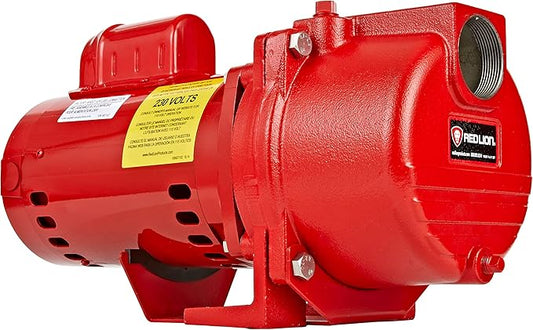 Red Lion RL-SPRK150 115/230 Volt, 1.5 HP, 71 GPM Cast Iron Sprinkler/Irrigation Pump with Thermoplastic Impeller, Red, 97101501