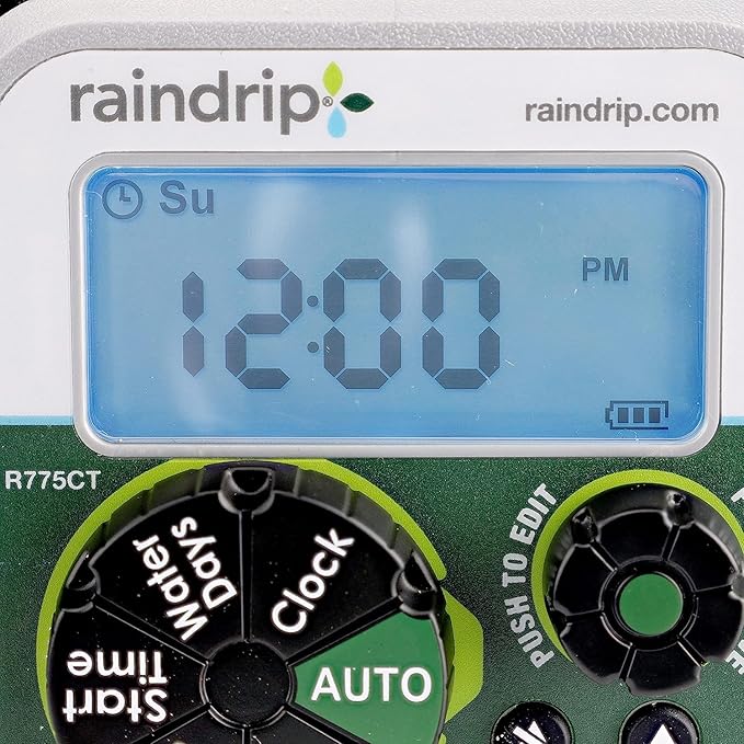 Raindrip Digital Hose-End Automatic Water Timer, Connects to Garden Faucets and Hose Bibbs, with Back-Lit LCD Screen for Drip Irrigation, Garden, Self-Watering, Grey