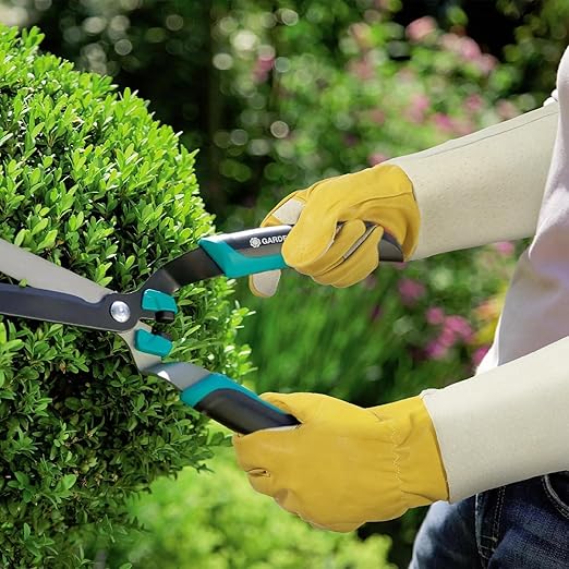 HLDD HANDLANDY Gardening Gloves for Women Long Sleeve Rose Pruning Gloves Thorn Proof Leather Garden Gloves Gardening Gifts, Golden Yellow, M