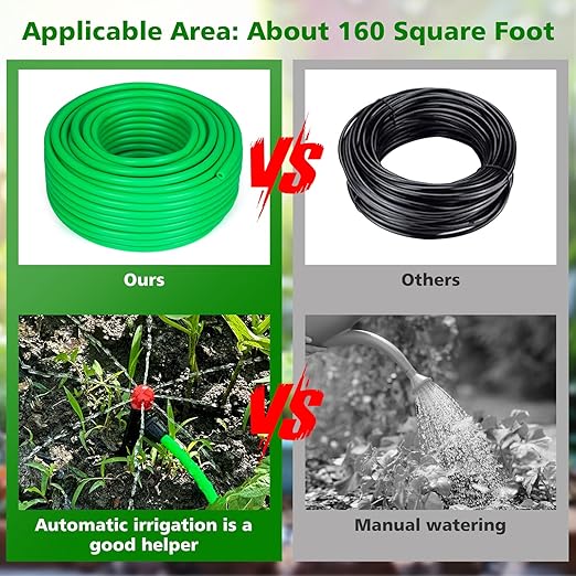 Drip Irrigation System for Gardening 100FT Efficient Watering Kit with Hose Nozzles Easy Installation & Maintenance Ideal for Vegetables Flowers Lawns Durable & Eco-Friendly