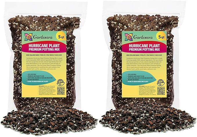 Hurricane Plant Planting Mix - Promotes Steady Growth and Lush Leaves - 10 Quart (2 Bags of 5 Quart)