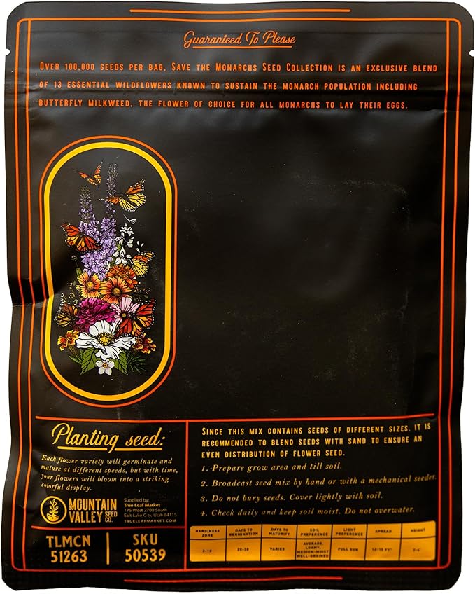 Wildflower Seeds Bulk, 100,000 Non-GMO Heirloom Wildflower Seeds Mix, Save The Monarchs Wild Flowers Seeds Mix, Perennial Flower Seeds for Planting, Mountain Valley Seed Company