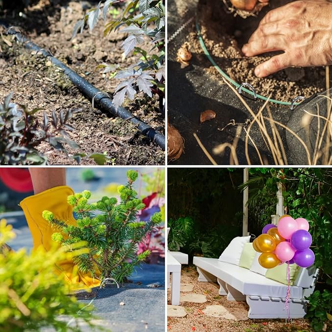 U Shape Garden Stakes 4 Inch 40 Pack 11 Gauge Irrigation Tubing Stakes,Heavy Duty Galvanized Landscape Staples for Tube, Lawns, Weed Barriers, and Landscape Fabrics, Irrigation Hose,Floor Mats