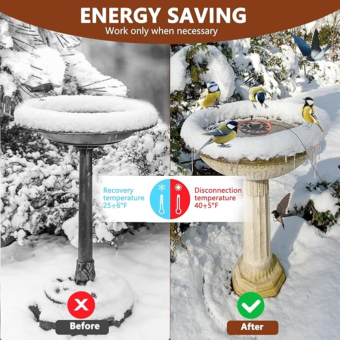 Bird Bath Heater Pond Heater 70W Shallow Water Pond deicer Energy-Saving, thermostatically Controlled Winter Outdoor with a Protective Socket Cover (with Water Pump)