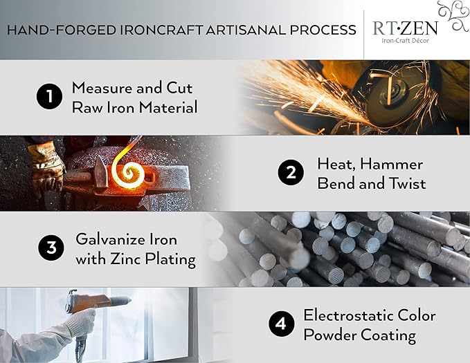 RTZEN Plant Hangers Outdoor or Indoor - Wrought Iron Metal Hanger Indoor Hook - Heavy Duty Wall Bracket Hooks for Hanging Plants Baskets Lanterns Wind Chimes - 2 Pack (Black Axe-Shape Hooks)