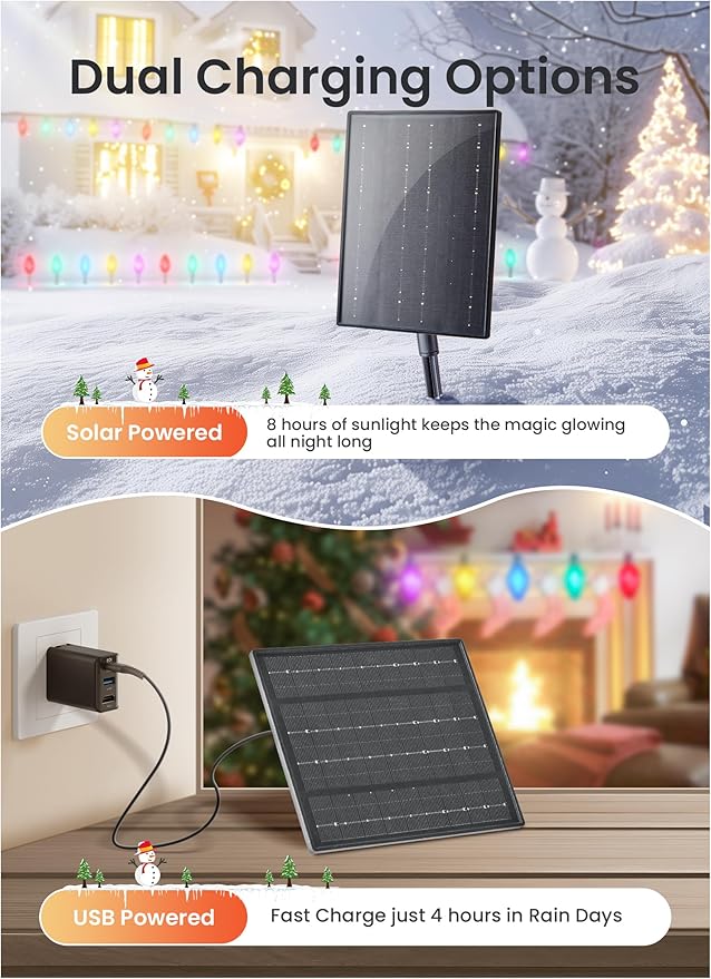 Minetom 2 Pack Solar Double C9 Christmas Pathway Lights Outdoor -Total 32FT 20 LED C9 Christmas Lights Outdoor with Timer,8 Modes, Solar Christmas Outdoor Decorations for Lawn Outside Yard, Multicolor