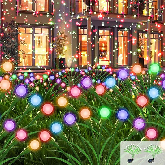 ZGWJ Solar Garden Lights, New Upgraded Swaying Light, Solar Outdoor Lighting Firefly for Patio Pathway Outdoor Decor (Colorful, 2 Pack)