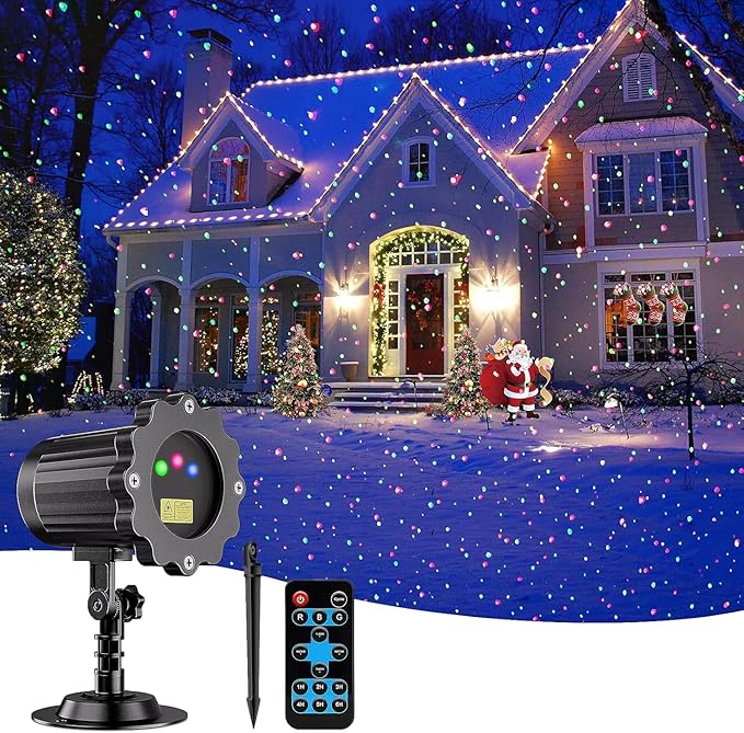 Laser Christmas Projector Lights Outdoor, Christmas Decorations Stars Light Show, Holiday Projector Decorations for House/Garden/Party