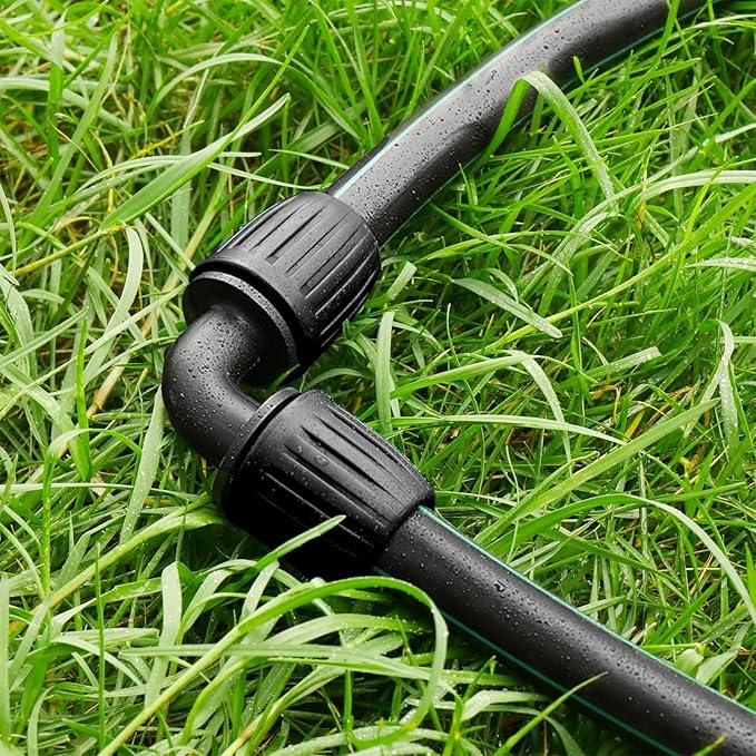 Drip Irrigation Fittings for 1/2 Inch Drip Tubing (1/2" ID x 0.65" OD)：1/2'' Drip Line 90 Degree Elbows Anti-drop Locked Nut Barbed Elbow Connectors Garden Irrigation System Parts (10 Pack)