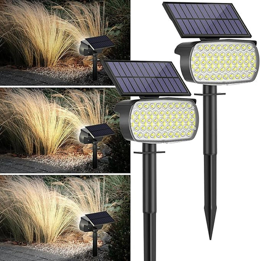 108 LED Solar Spot Lights Outdoor, Solar Lights Outdoor IP65 Waterproof, 3 Modes Solar Landscape Spotlights, Large Panel Solar Powered Lights for Garden Yard Pathway(Cool White/2 Pack)