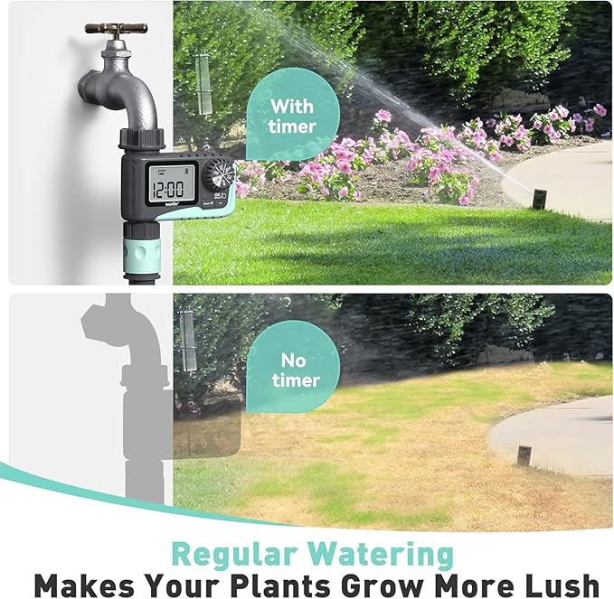 RAINPOINT Sprinkler Timer Outdoor, Water Timer for Garden Hose Faucet Timer, Programmable Watering Irrigation Timer with Rain Delay/Manual, V2, 2024 Release(Plastic)